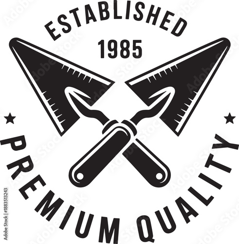 Trowel with text established 1985 black