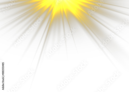Vector transparent sunlight with sun glare. Overlay, Sun rays and glare, Sun, sunrays, light transitions, lens flare, light leaks and glare in PNG format. PNG sunlight flare. Golden flash and glare.