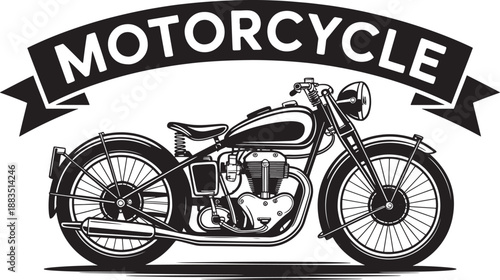 Vintage motorcycle with MOTORCYCLE text bike