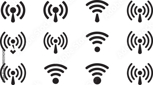 Various Wi Fi signal on white background wifi wireless internet network desi