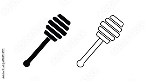 a pair of honey dipper icons one black and one outlined in white