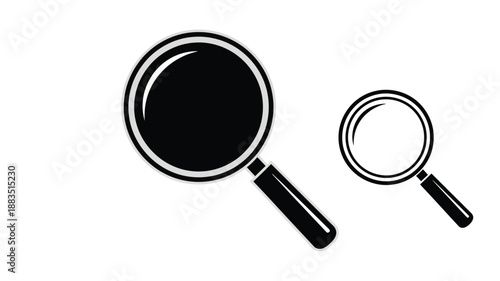 a black and white illustration of two magnifying glasses one larger than the other