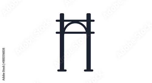 Minimalist black line icon representing a simple arch gate or entrance, symbolizing opportunity, passage, or a gateway.