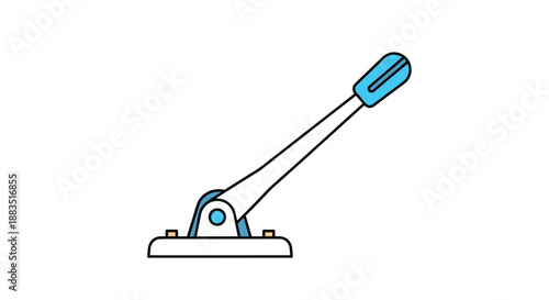 Simple colored illustration of a mechanical lever with a handle, demonstrating a basic principle of physics and mechanics.