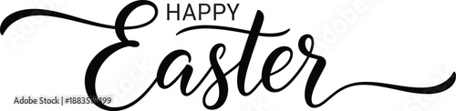 Happy easter hand lettered typography black silhouette