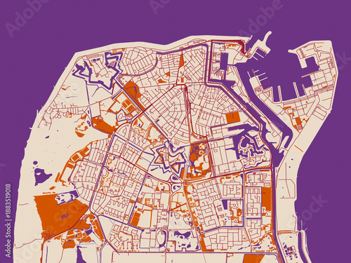 Cuadro en lienzo City street layout of Den Helder, Netherlands