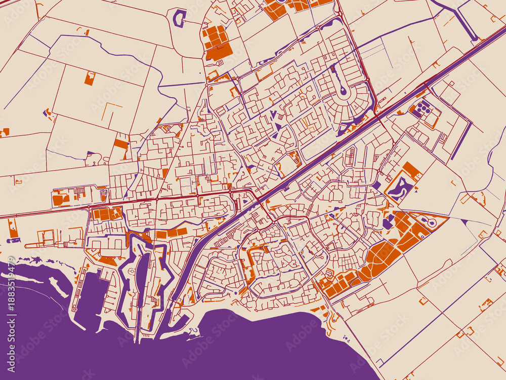 Naklejka premium City map poster of Hellevoetsluis, Netherlands