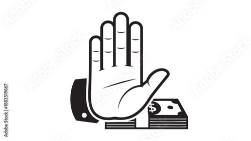Hand holding scissors cutting money stack isolated on transparent background