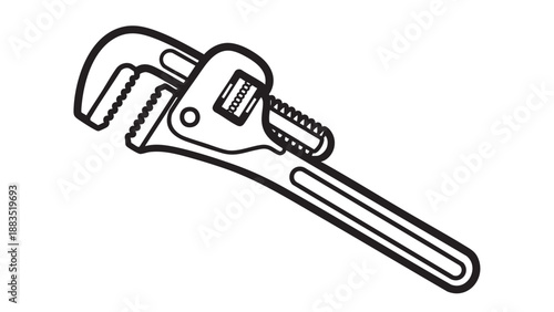 Handheld adjustable wrench tool isolated on transparent background