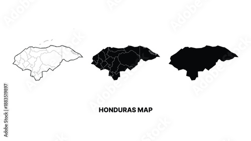 Honduras map vector illustrations