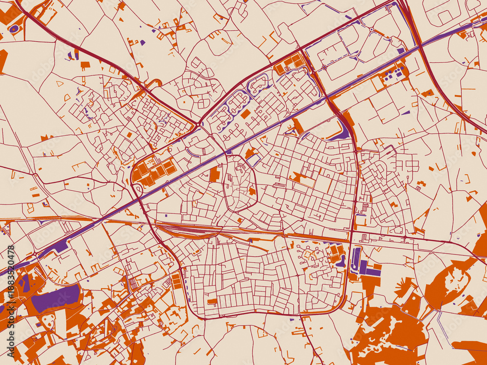 Obraz premium City map poster of Weert, Netherlands