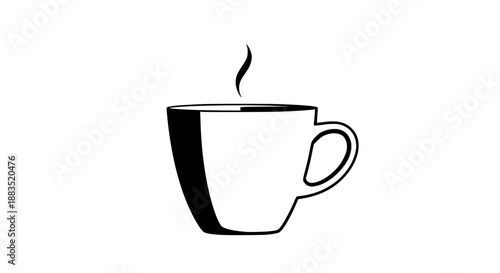 Isolated vector illustration of a modern coffee cup, flat design, clean lines, no background