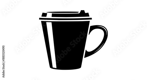 Isolated vector illustration of a modern coffee cup, flat design, clean lines, no background