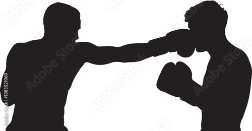 Two Boxers Silhouetted in a Fight vector illustration