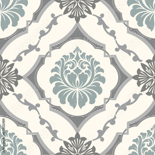 Damask modern seamless pattern element. Vintage classical old fashioned damask ornament, seamless texture for wallpapers, textile.