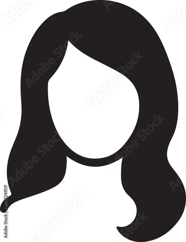 Generic female avatar icon long hair silhouette vector illustration
