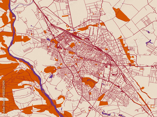 Fotografía Urban grid map of Craiova, Romania