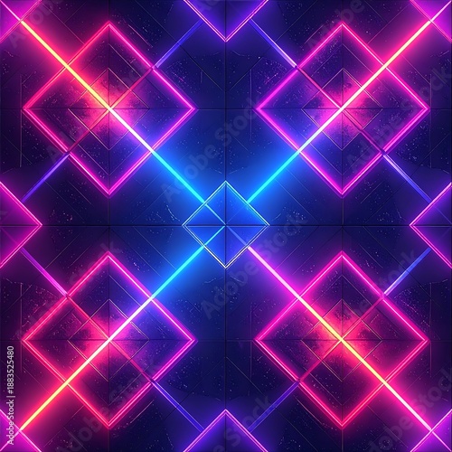 Wallpaper Mural Neon Grid - Abstract Geometric Pattern with Vibrant Colors and Modern Design. Torontodigital.ca