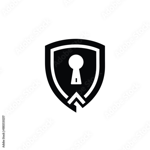 Secure shield icon with keyhole illustration symbolizing protection and safety measures in a simple graphic representation