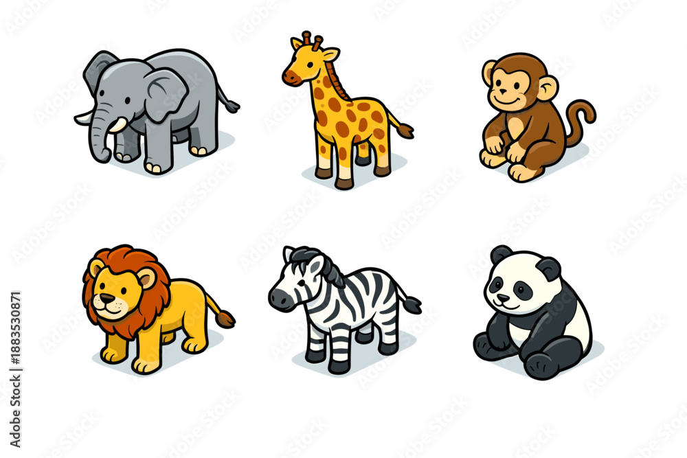 Obraz premium Cartoon safari and zoo animals for kids: playful and vibrant designs