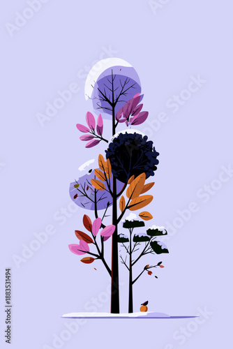 Four Seasons Tree Cycle Vector Concept Illustration