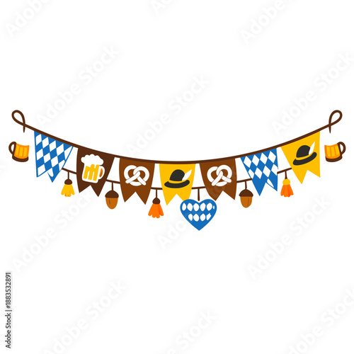 Oktoberfest Decorative Garland with Bavarian Symbols Icon