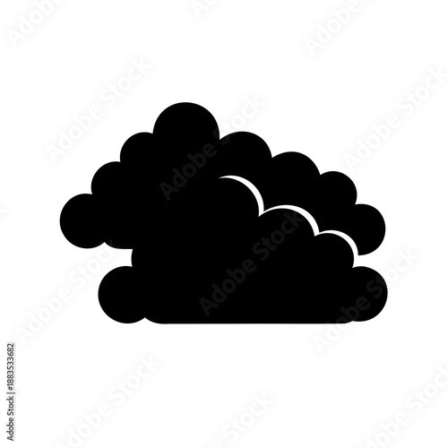 Silhouette of a voluminous cloud formation against a bright white background landscape