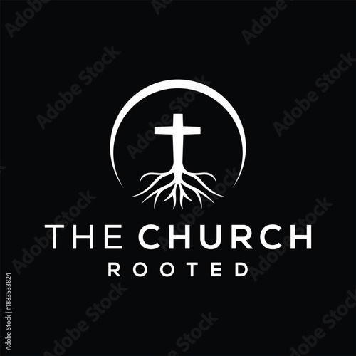 Rooted christian cross crucifix for church logo design inspiration
