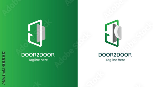 Abstract Green Geometric Door Icon for Logistics