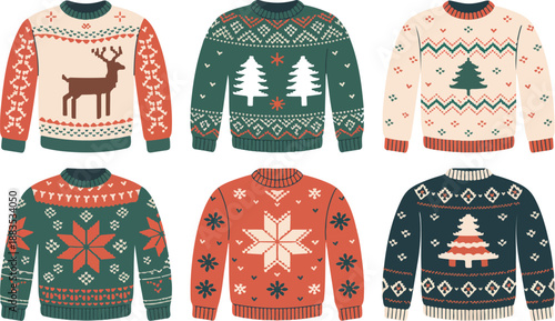 Festive Christmas Sweaters and Winter Jumpers  Traditional Knitted Pattern Set