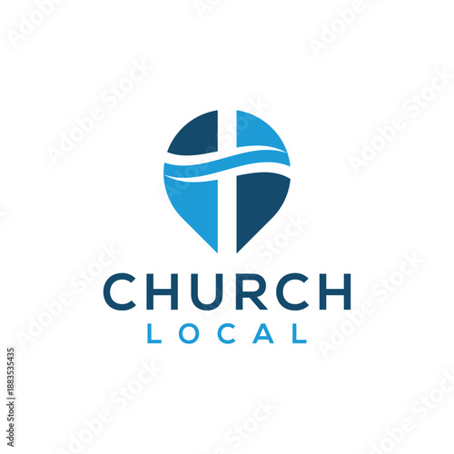 christian cross crucifix church for local map logo design inspiration