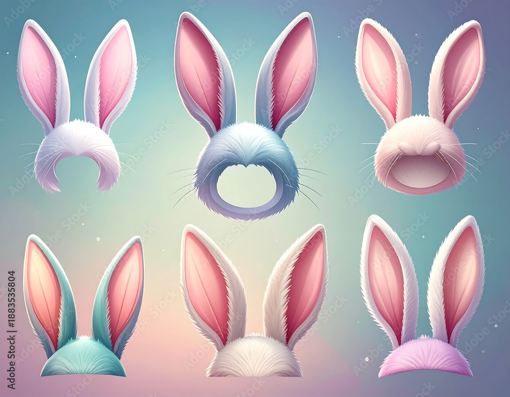 Fototapeta premium Easter Bunny Ears Collection - Festive Headwear for Spring Celebrations.