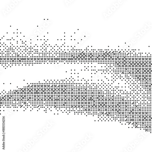 Pixelated moire wave texture. Monochrome dither shading. Abstract glitch raster backdrop.