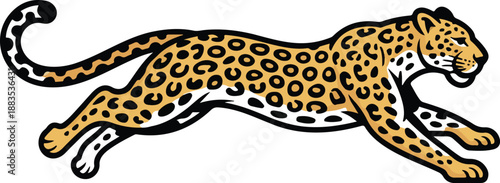 Leopard Sprinting Vector Icon  Wild Animal in Motion