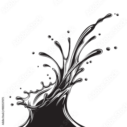 Hand drawn ink splatter explosion isolated on transparent background