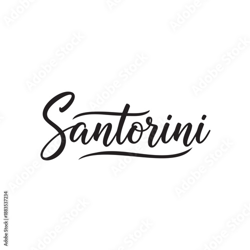 Handwritten calligraphy Santorini word isolated on transparent background