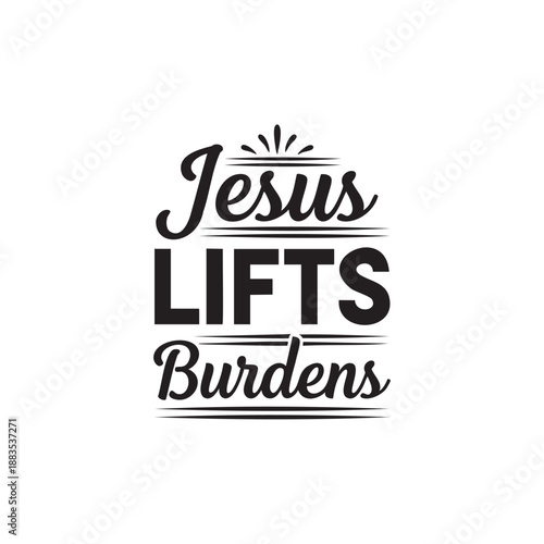Handwritten Christian message about Jesus lifting burdens isolated on transparent background