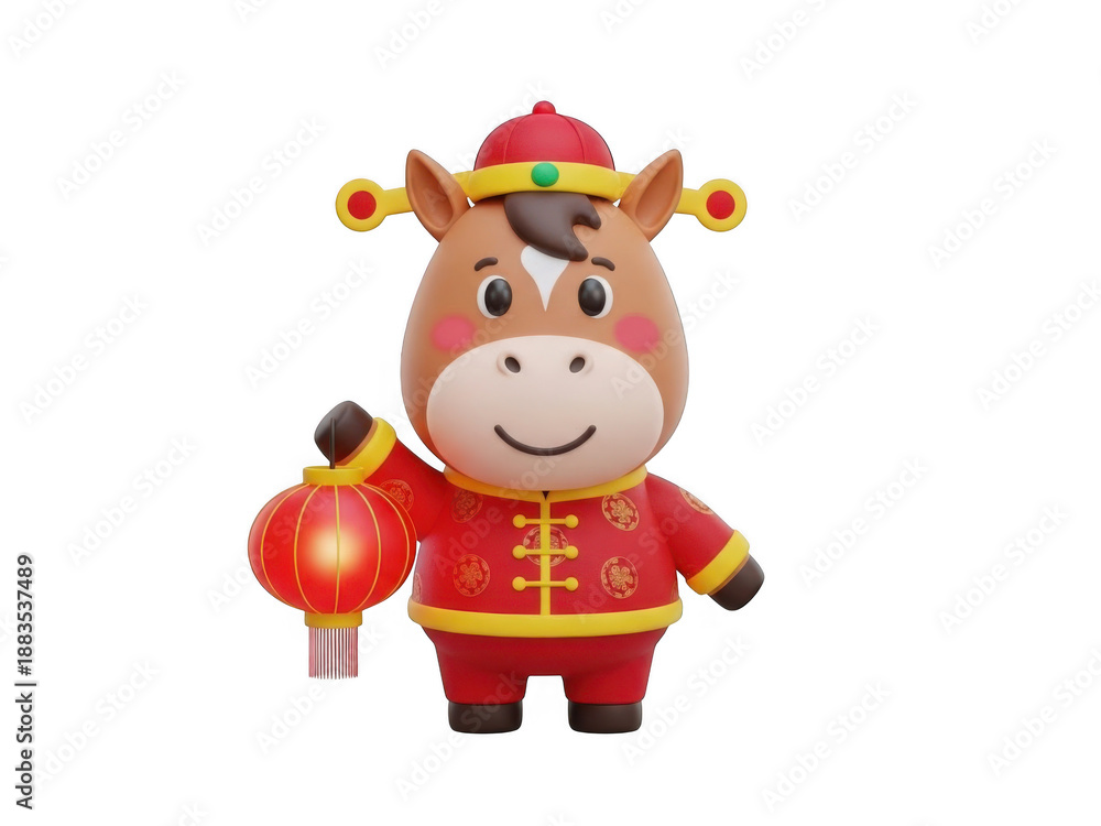 Fototapeta premium Celebrating the year of the ox isolated on transparent background