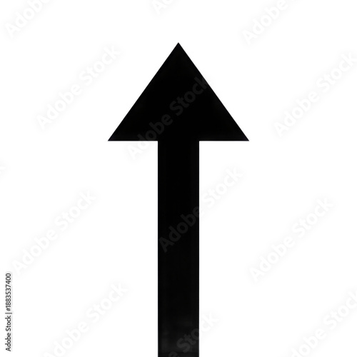 Black upward pointing arrow with a triangular tip and a rectangular shaft isolated on a transparent background