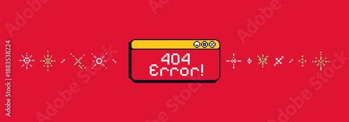 Pixel game background with text "404 error". 8bit sparkle, sticker. Banner with 90s game vibe.