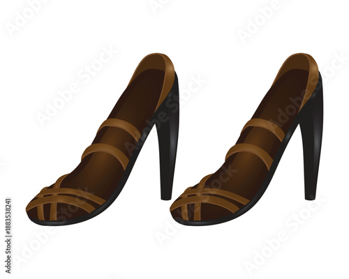 vector design of a pair of high heels specially made for women's feet in brown mixed with black