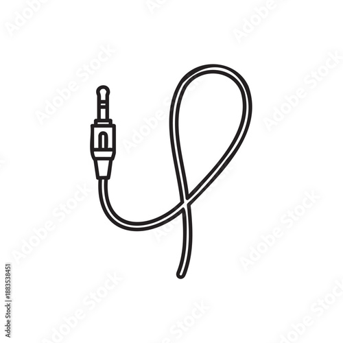 Simple black and white ethernet network cable connector icon isolated