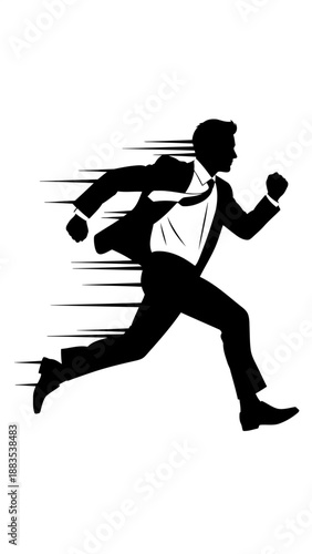 Silhouette of Businessman Running Fast  Speed Motion Illustration 