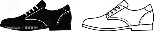 a simple illustration of two classic leather lace up shoes black and white