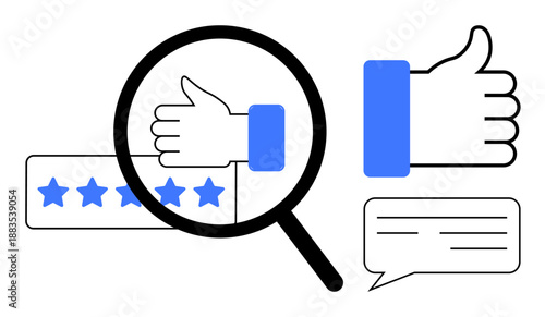 Customer feedback concept. Customer feedback illustration showing thumbs up icon, star rating, and speech bubble. Customer feedback to evaluate satisfaction and insights. Ideal for business