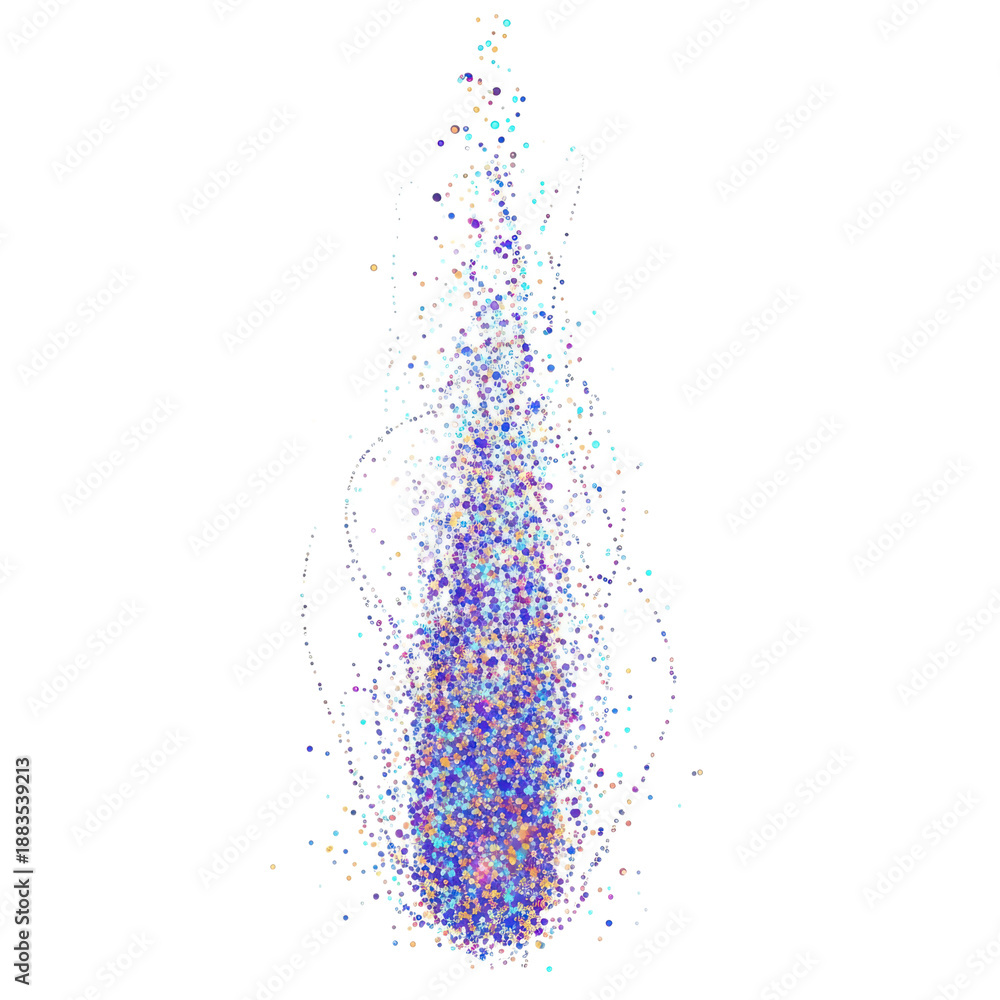 Obraz premium Colorful abstract feather with vibrant dots and splashes isolated on a transparent background