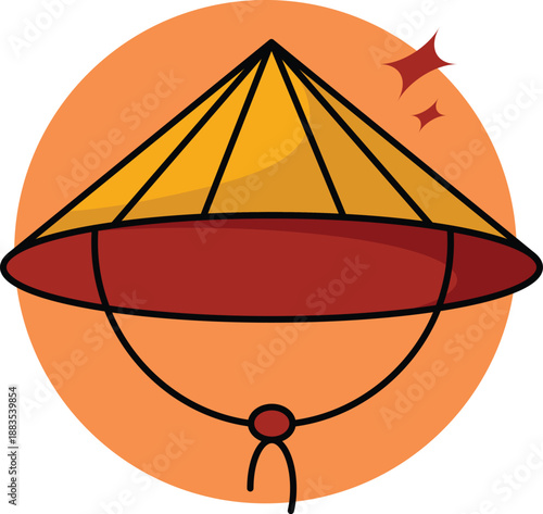 Cartoon UFO on Orange Background