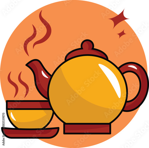 Tea Time with Yellow Teapot and Cup