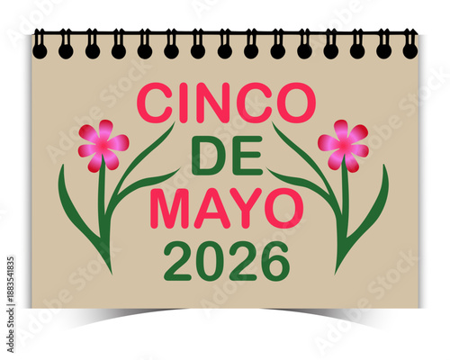 Cinco de Mayo 2026 Floral Calendar Illustration Mexican Holiday Celebration Design