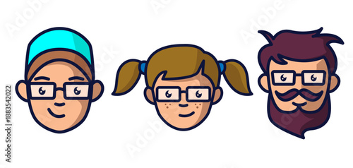 Nerds head logo design template.